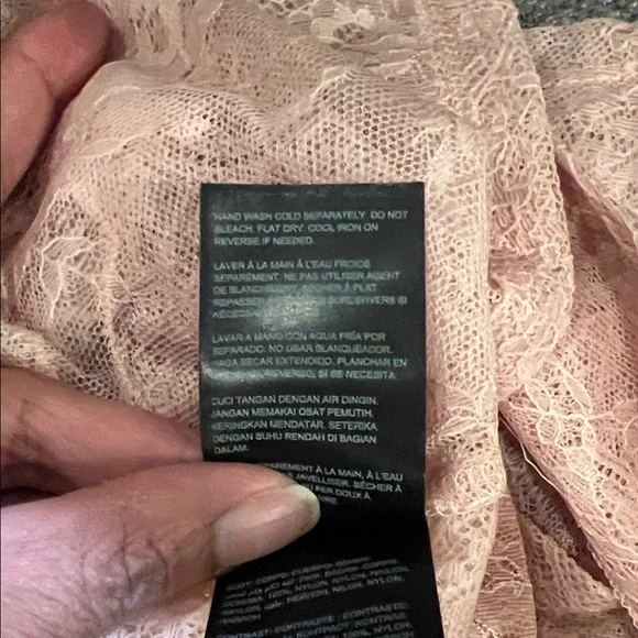 Bebe Women's Blush Lace Blouse - Picture 10 of 10